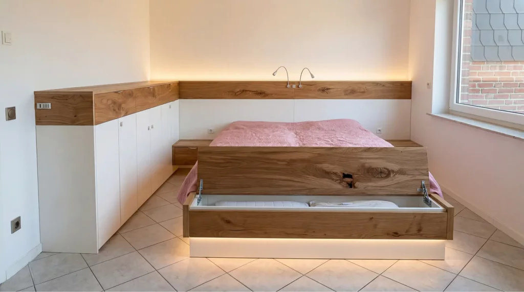 Bett schwebend mit Beleuchtung unten & oben