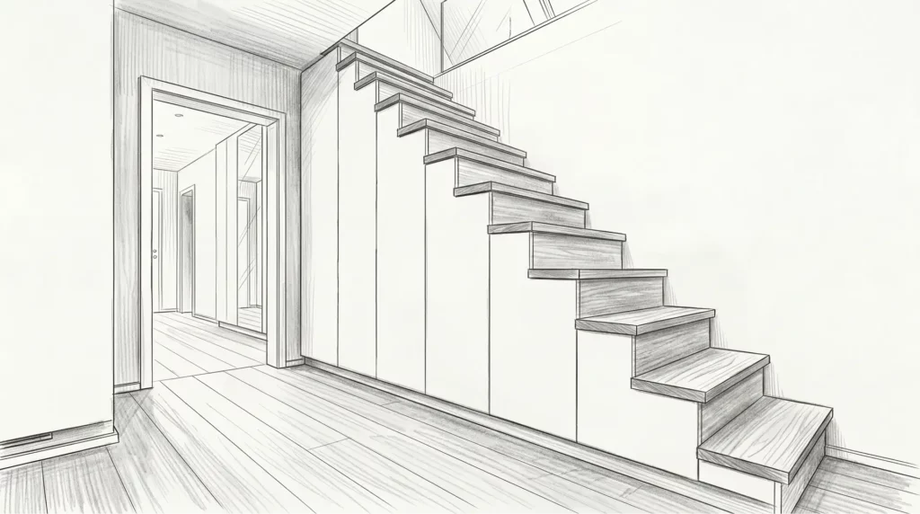 Skizze der Schranktreppe
